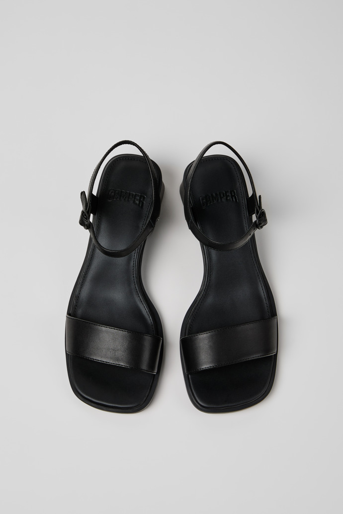 Overhead view of Kora Sandal Black Leather Sandals for Women.