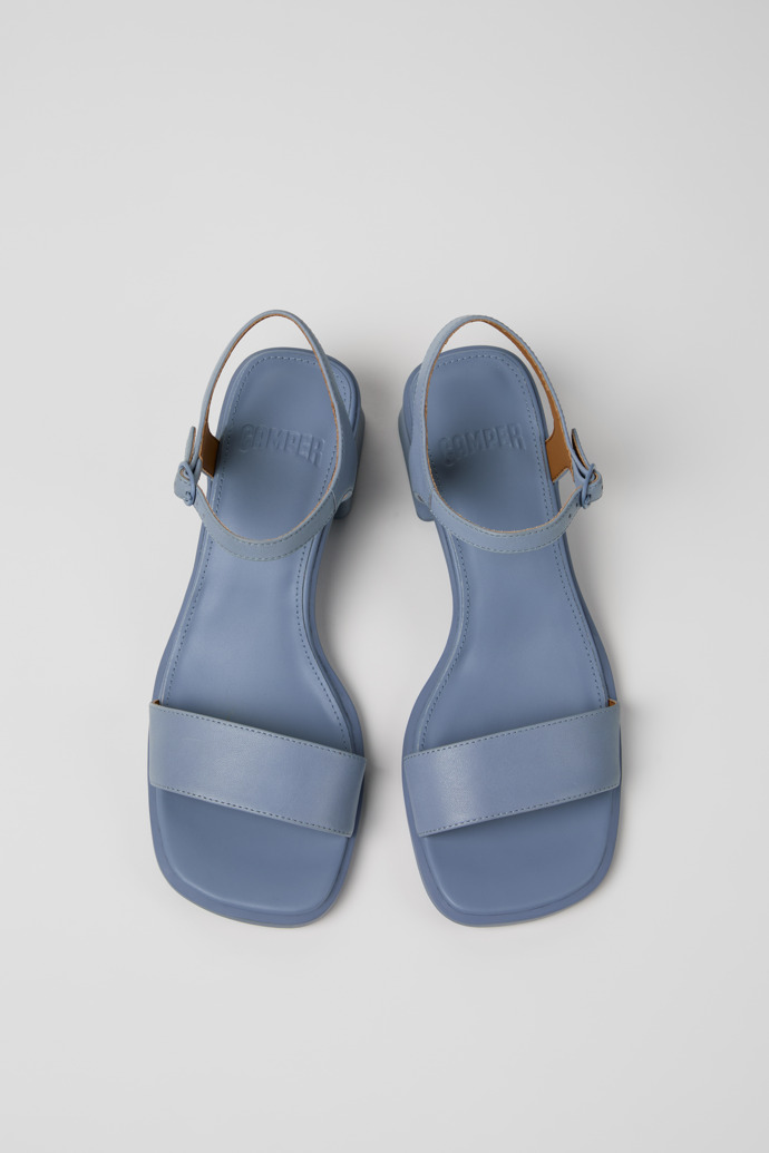 Overhead view of Kora Sandal Blue Leather Sandals for Women.