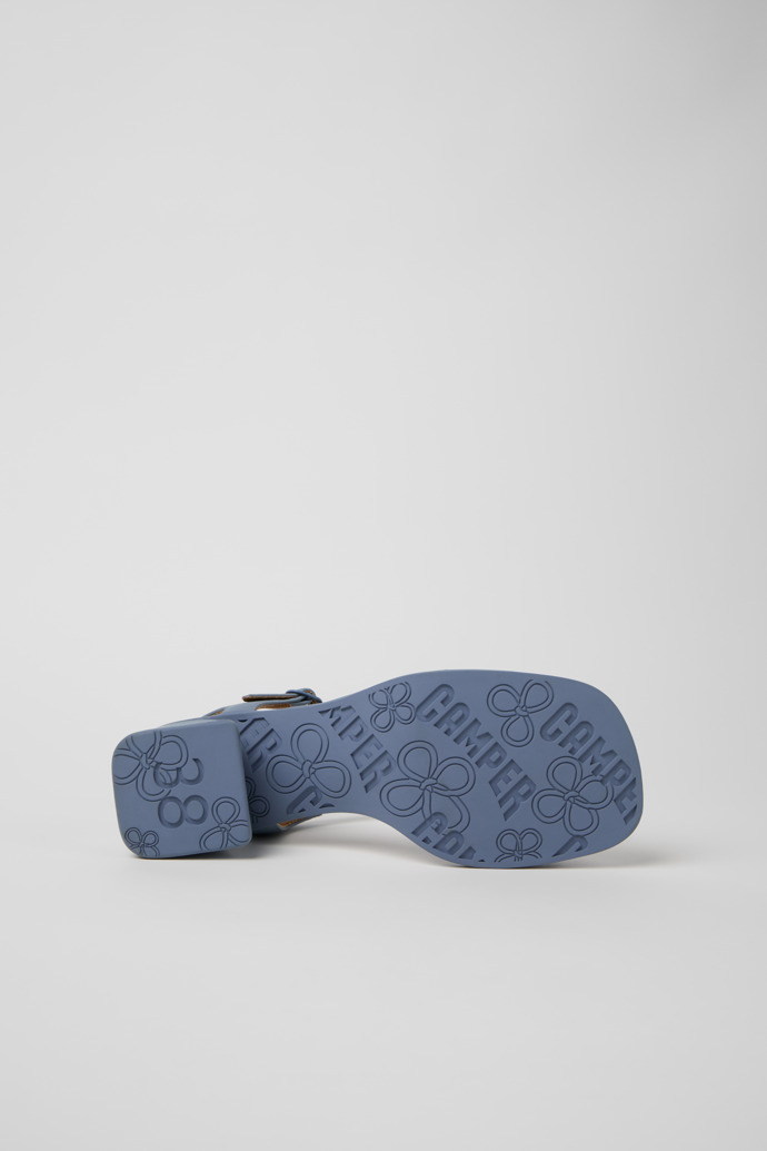 The soles of Kora Sandal Blue Leather Sandals for Women.