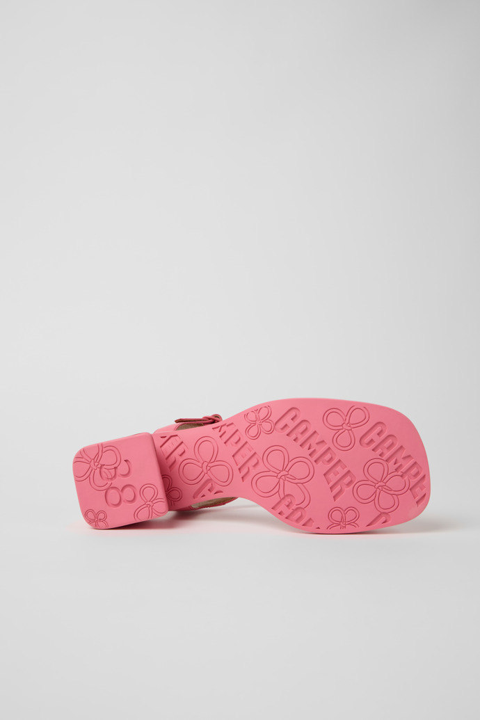 The soles of Kora Sandal Pink Leather Sandals for Women.