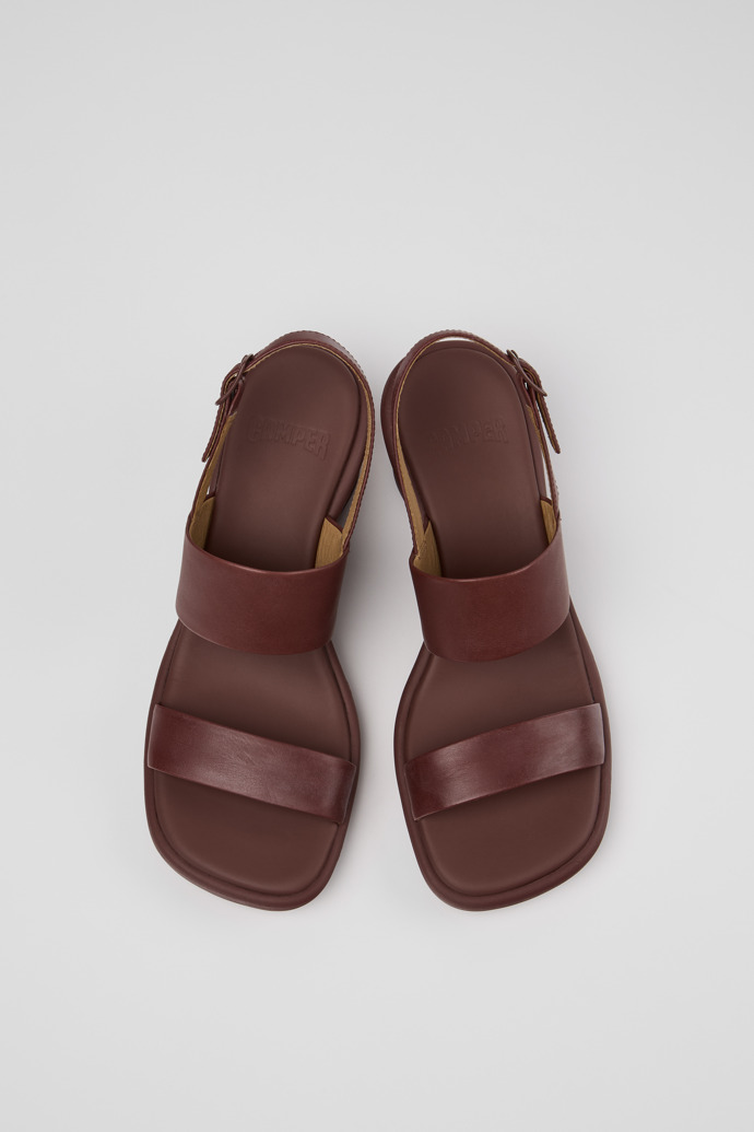 Overhead view of Louise Sandal Burgundy Leather Sandals for Women.