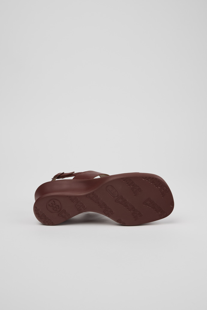 The soles of Louise Sandal Burgundy Leather Sandals for Women.