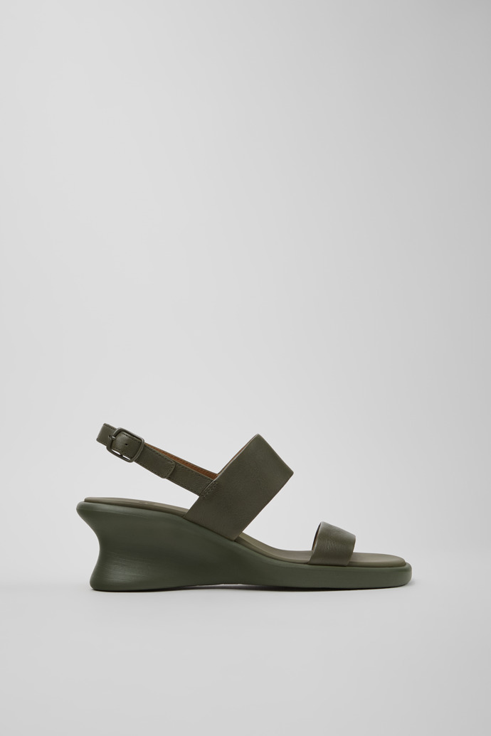 Side view of Louise Sandal Green Leather Sandals for Women.