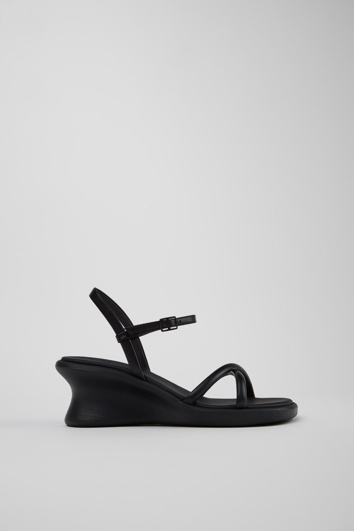 Side view of Louise Sandal Black Leather Sandals for Women.