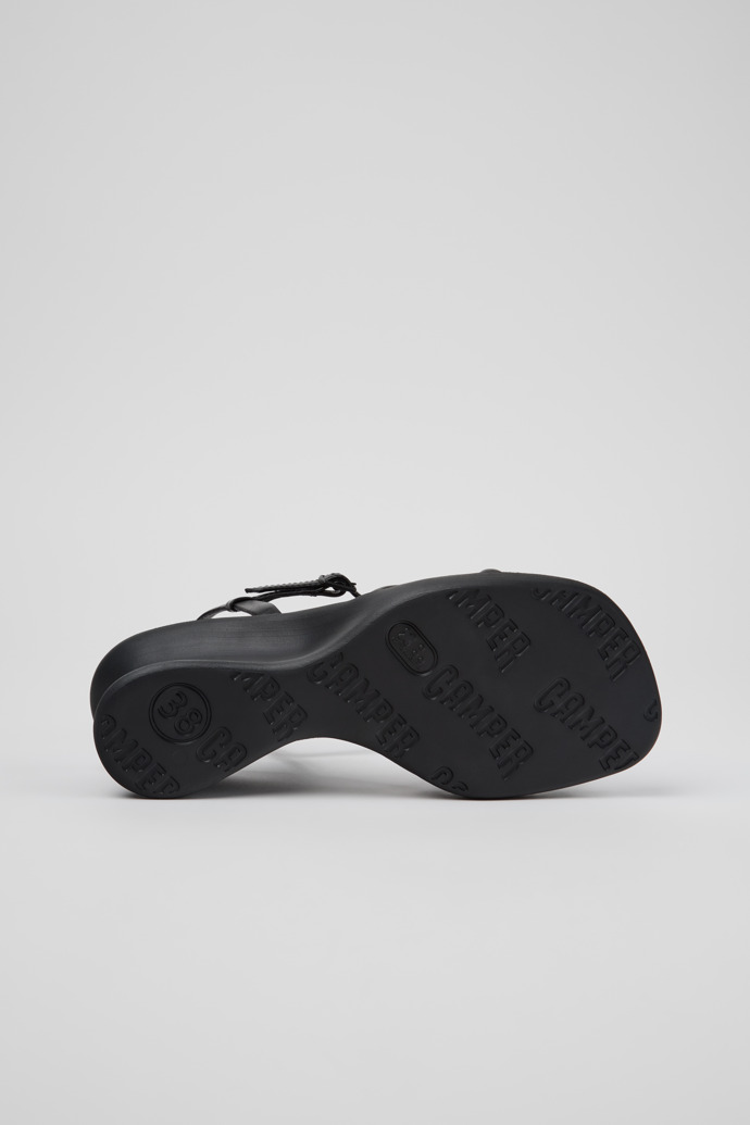 The soles of Louise Sandal Black Leather Sandals for Women.