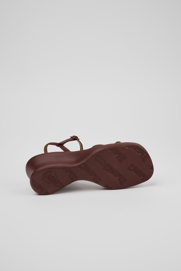 The soles of Louise Sandal Burgundy Leather Sandals Shoes for Women with Outsoles.