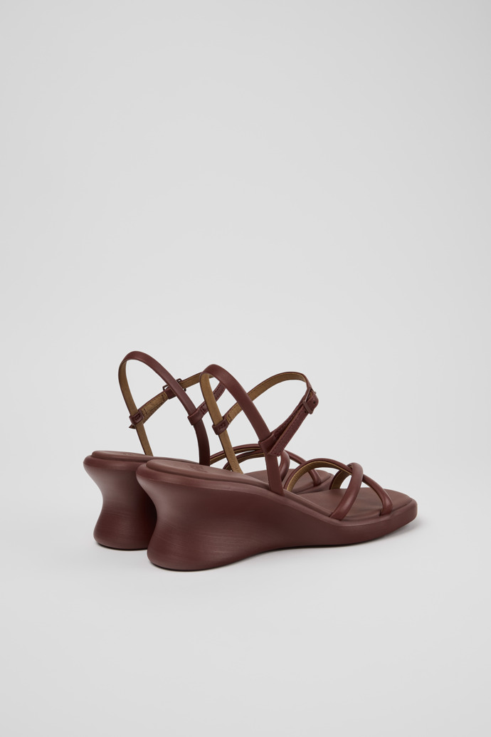Back view of Louise Sandal Burgundy Leather Sandals Shoes for Women with Outsoles.