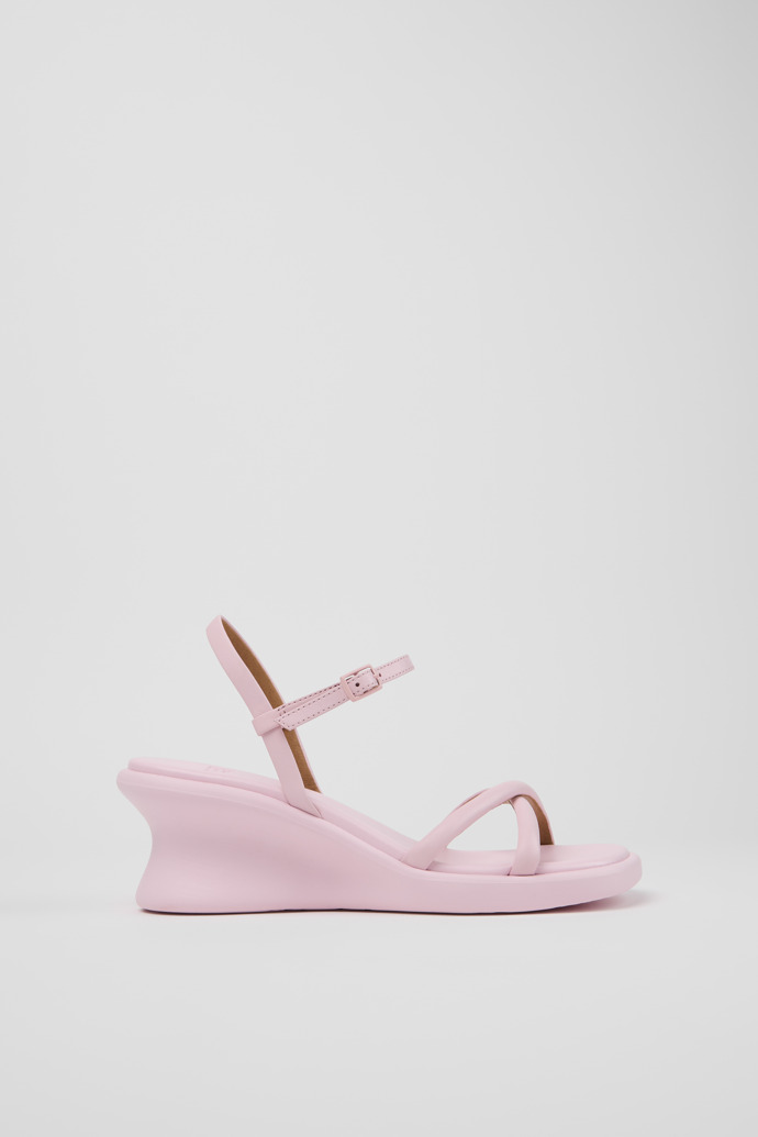 Side view of Louise Sandal Pink Leather Sandals for Women.
