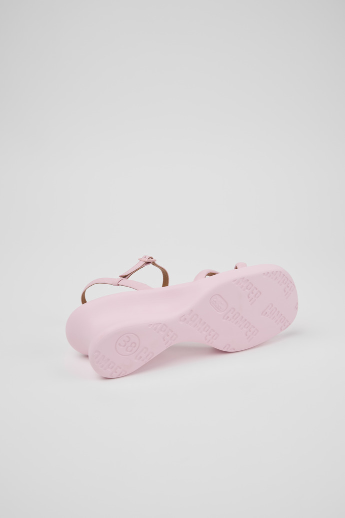 The soles of Louise Sandal Pink Leather Sandals for Women.