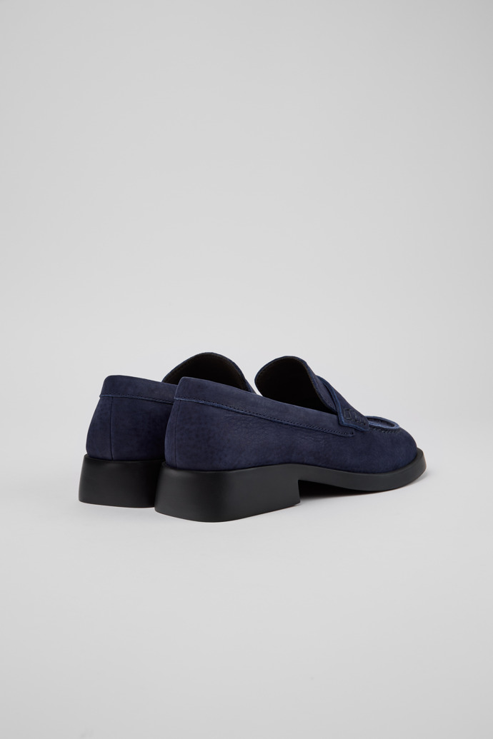 Back view of Donna Blue Nubuck Leather Moccasins for Women.