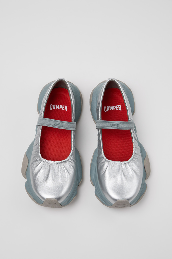 Overhead view of Karst 2 Gray Leather Sneakers for Women.
