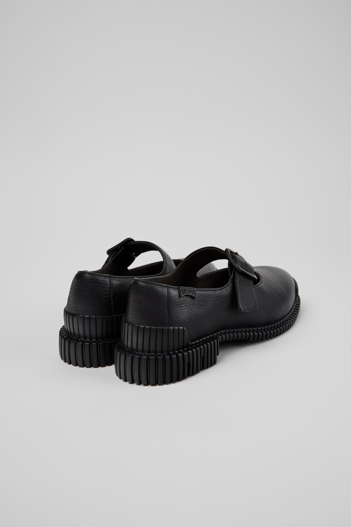 Back view of Pix Black Leather Shoes for Women.