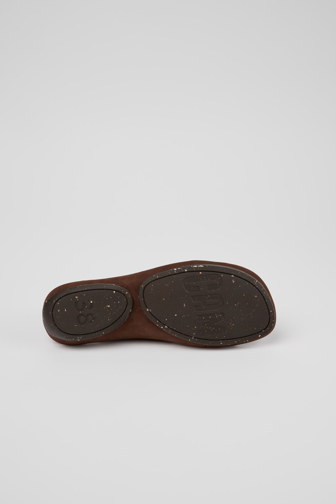 The soles of Right Isla Brown Nubuck Sandals for Women.