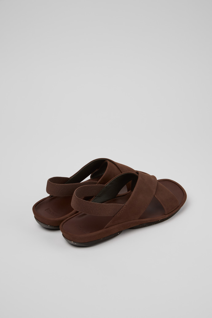 Back view of Right Isla Brown Nubuck Sandals for Women.