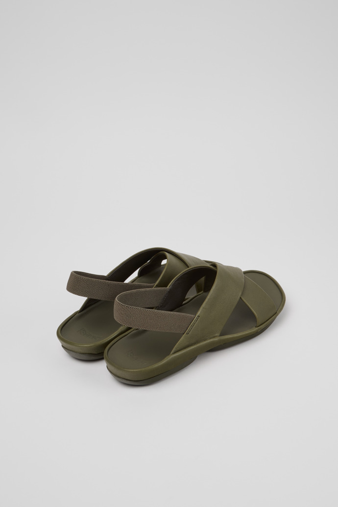 Back view of Right Isla Green Leather Sandals for Women.