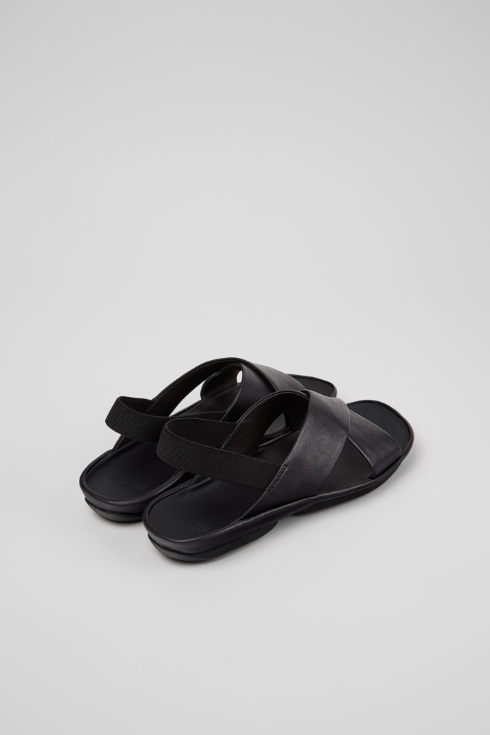 Back view of Right Isla Black Leather Sandals for Women.