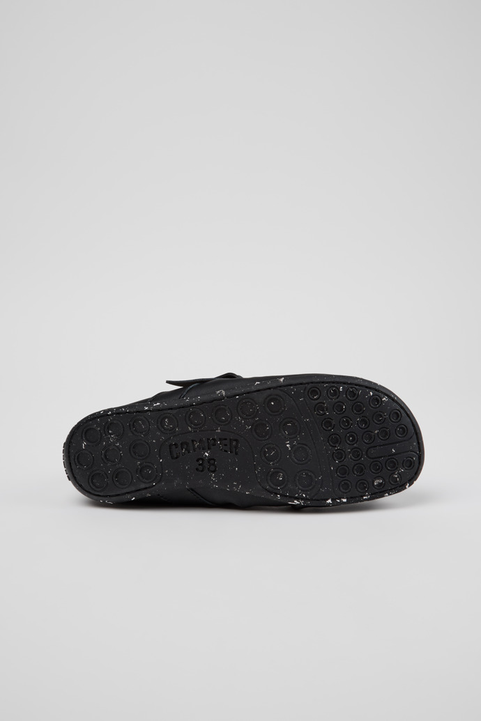 The soles of Wabi Black Leather Ballerinas for Women.