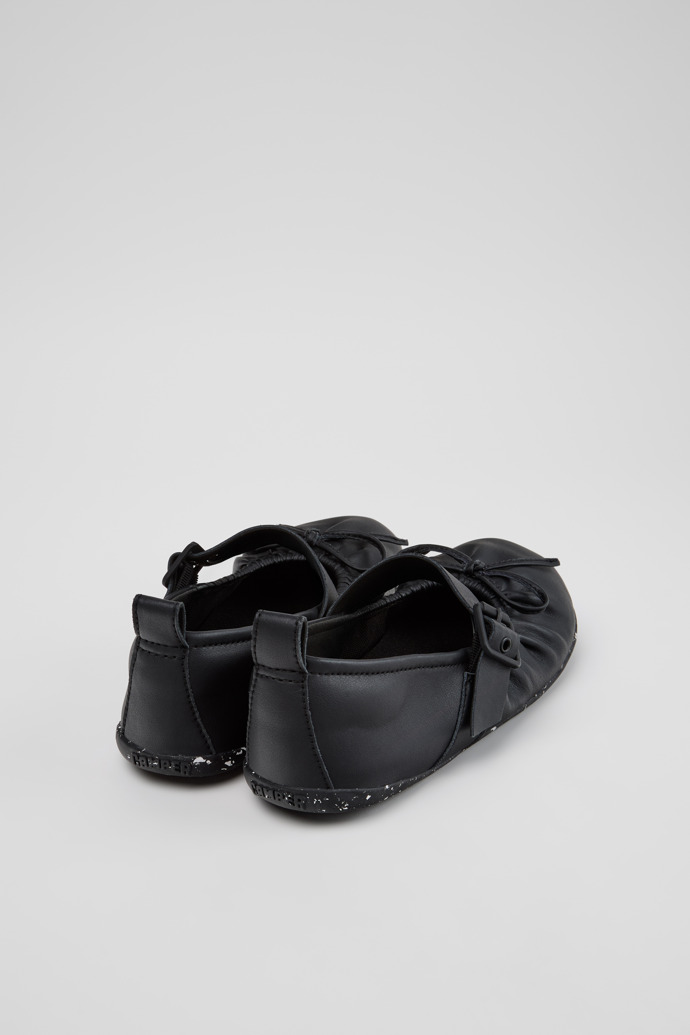 Back view of Wabi Black Leather Ballerinas for Women.