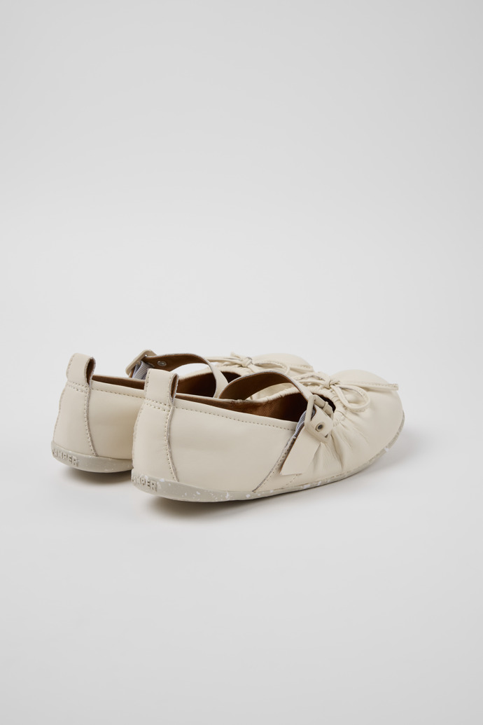 Back view of Wabi White Leather Ballerinas for Women.