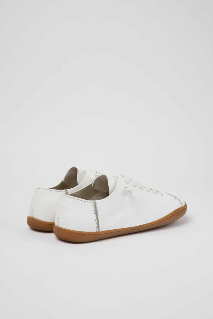 Back view of Twins White Leather Shoes for Women.