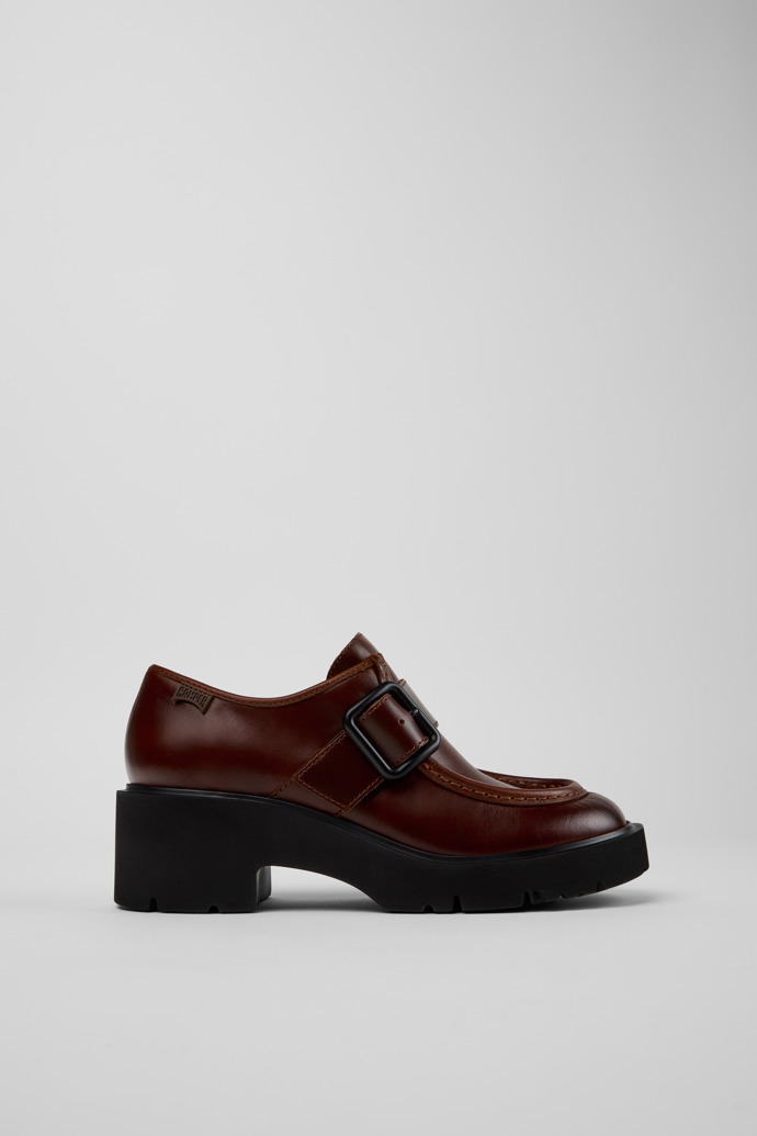 Side view of Milah Brown Leather Shoes for Women.