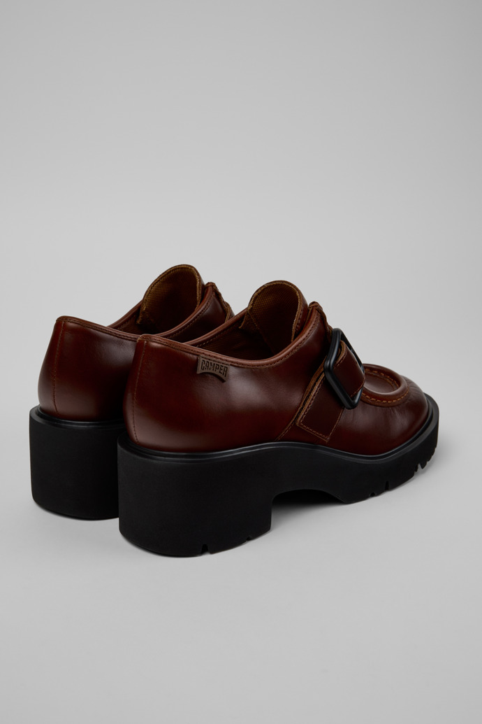 Back view of Milah Brown Leather Shoes for Women.