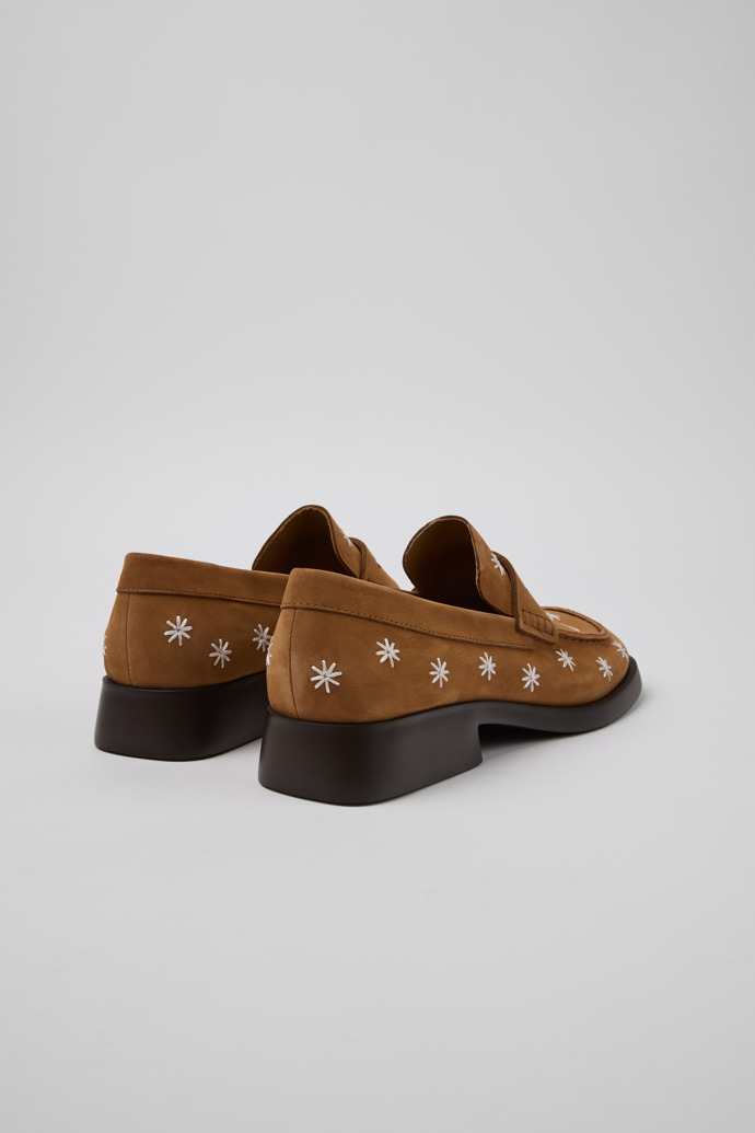 Donna Bruine nubuckleren damesmocassin.