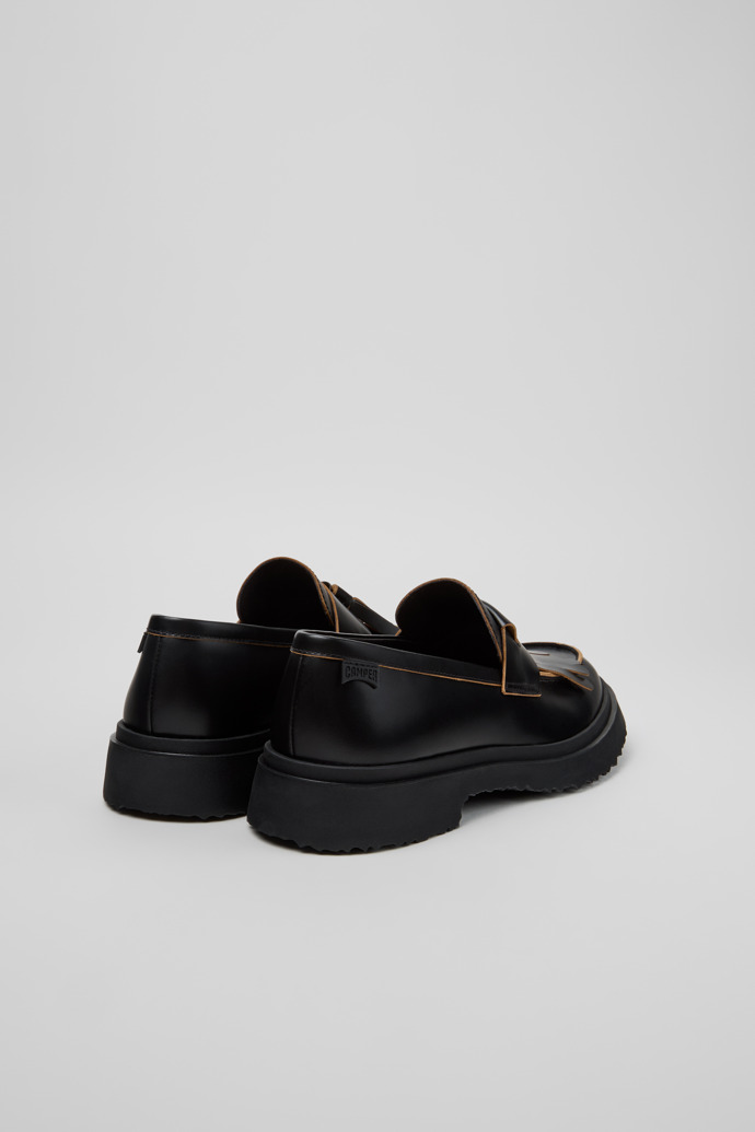 Back view of Twins Black Leather Moccasins for Women.