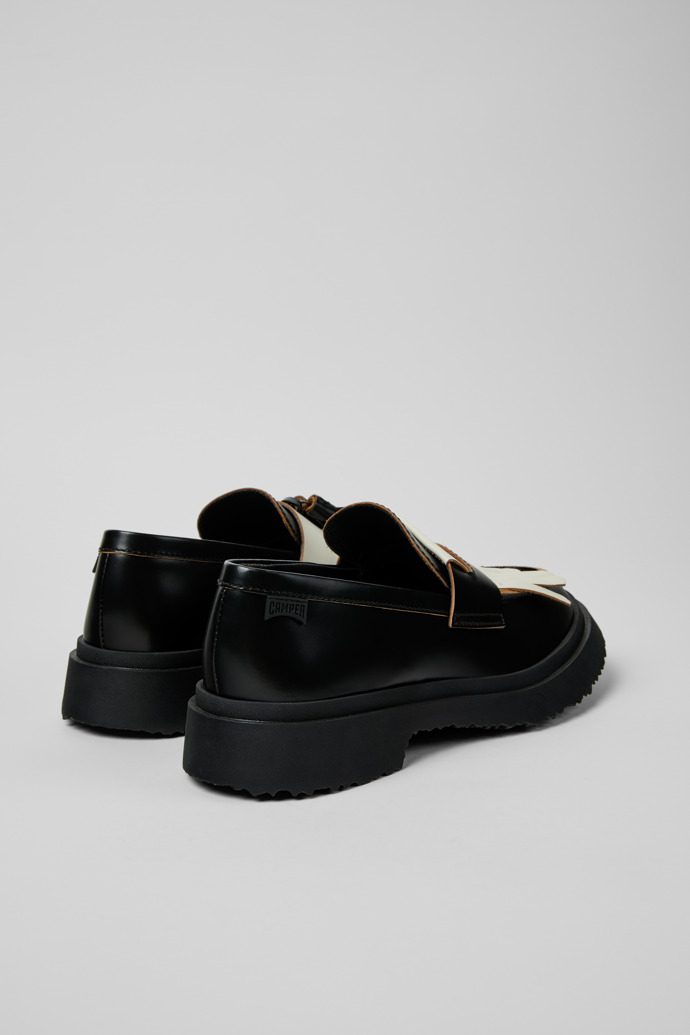 Back view of Twins Black Leather Moccasins for Women.