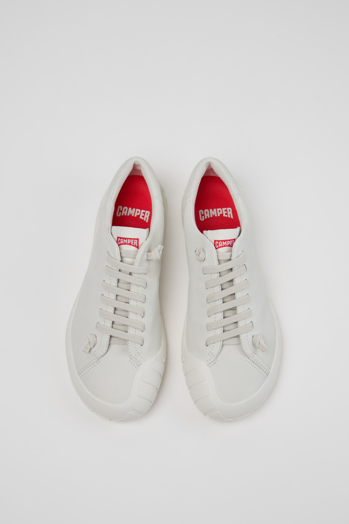Overhead view of Peu Path+ White Leather Sneakers for Women.
