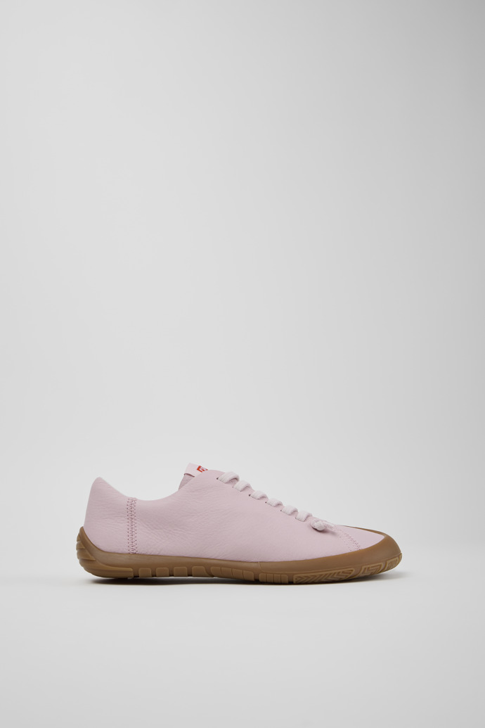 Side view of Peu Path+ Pink Leather Sneakers for Women.