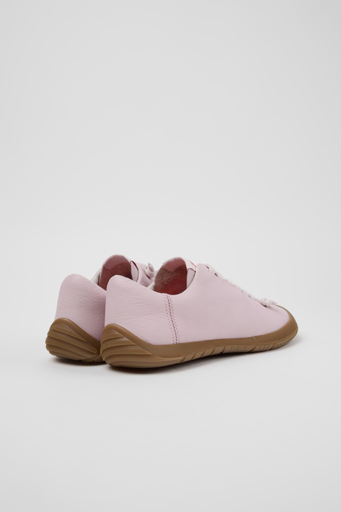 Back view of Peu Path+ Pink Leather Sneakers for Women.