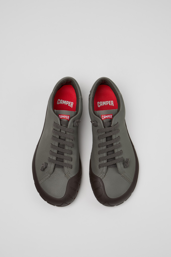 Overhead view of Peu Path+ Gray Leather Sneakers for Women.