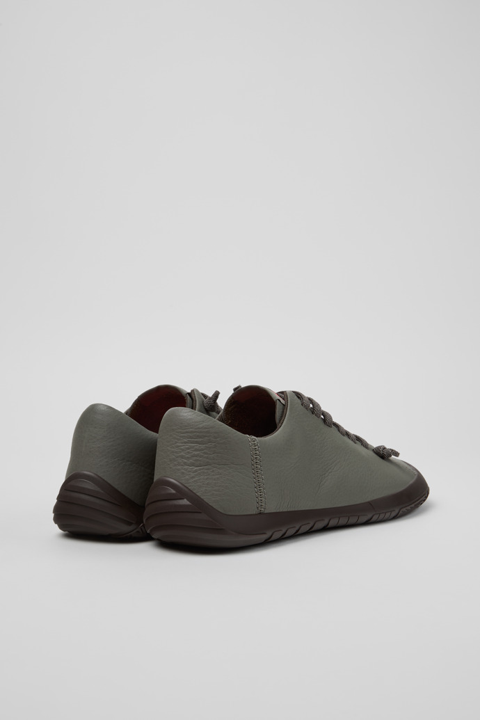 Back view of Peu Path+ Gray Leather Sneakers for Women.
