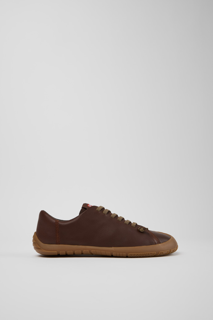 Side view of Peu Path+ Brown Leather Sneakers for Women.
