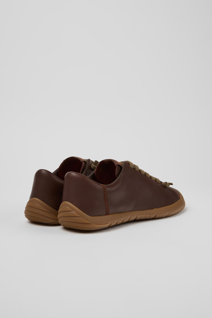 Back view of Peu Path+ Brown Leather Sneakers for Women.