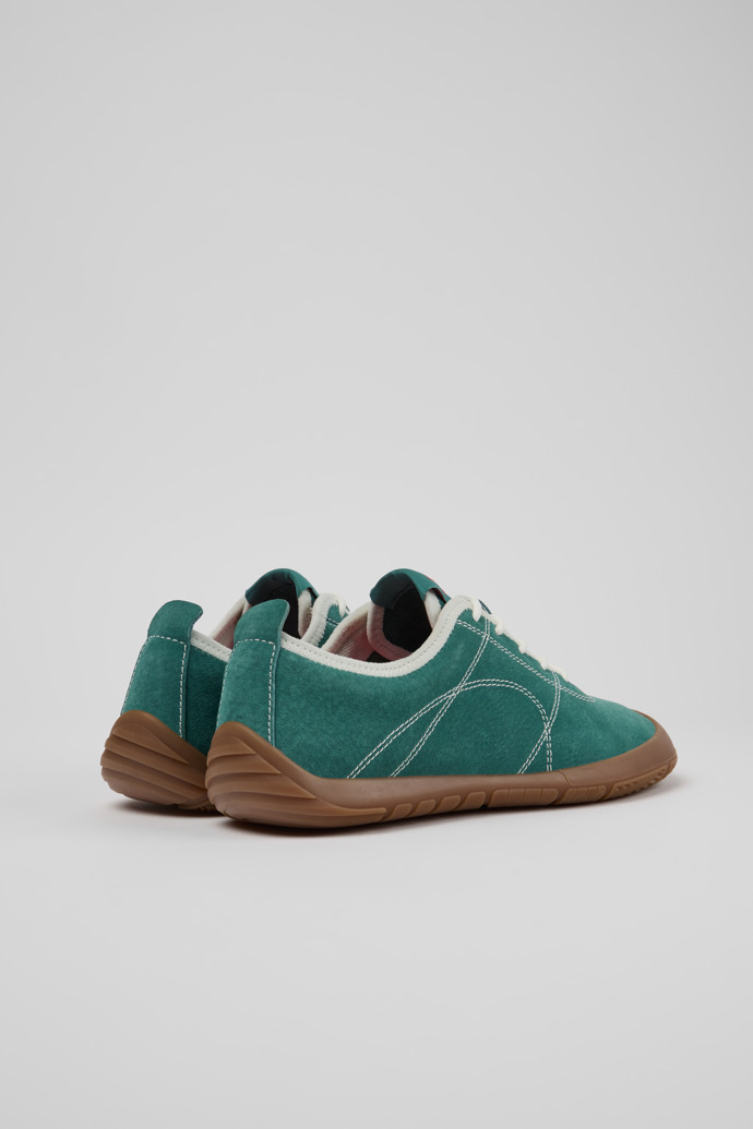 Back view of Peu Path+ Green Nubuck Leather Sneakers for Women.