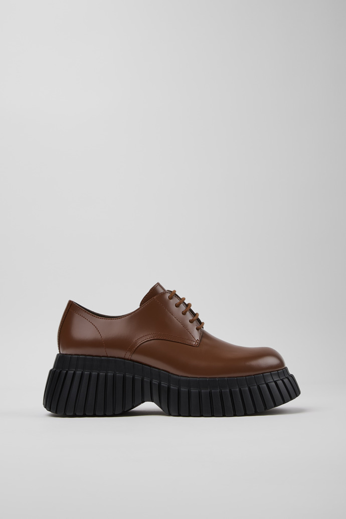 Side view of Pix BCN Brown Leather Shoes for Women.