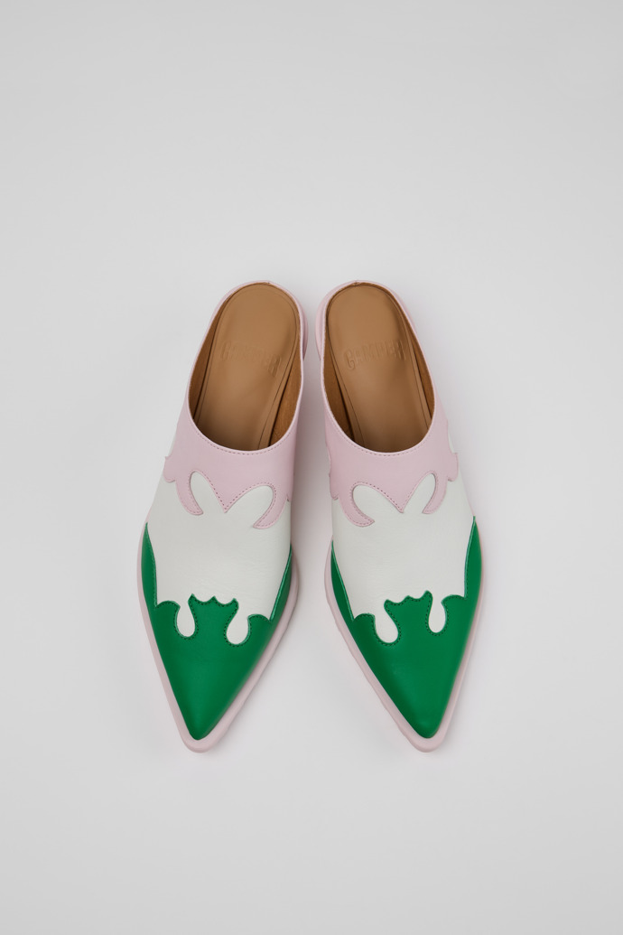 Overhead view of Anita Multicolor Leather Semi-Open Shoes for Women.