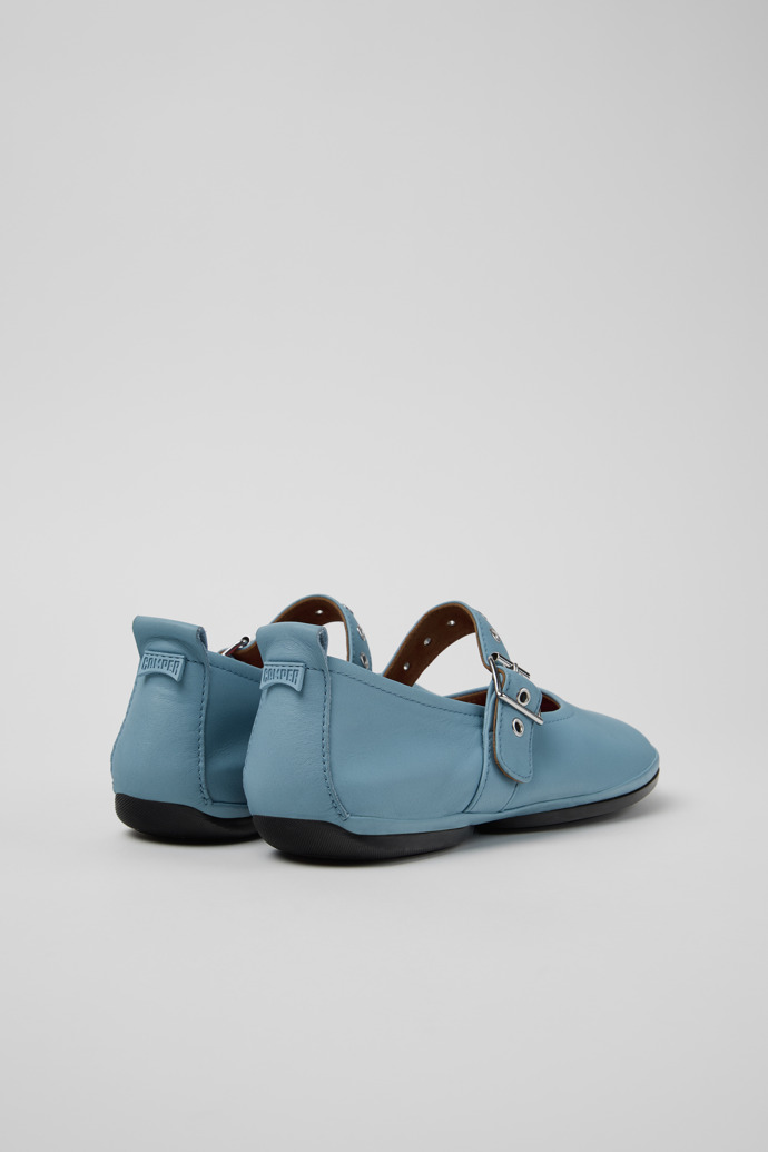 Back view of Right Nina Blue Leather Ballerinas for Women.