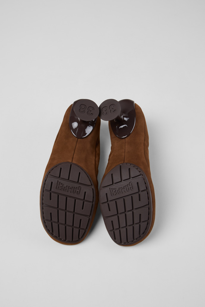 Right Left Braune Nubuk-Ballerinas für Damen.