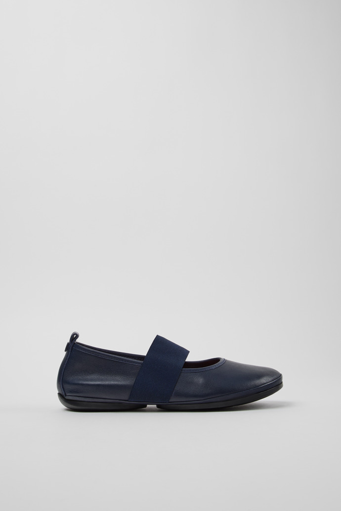 Side view of Right Nina Blue Leather Ballerinas for Women.