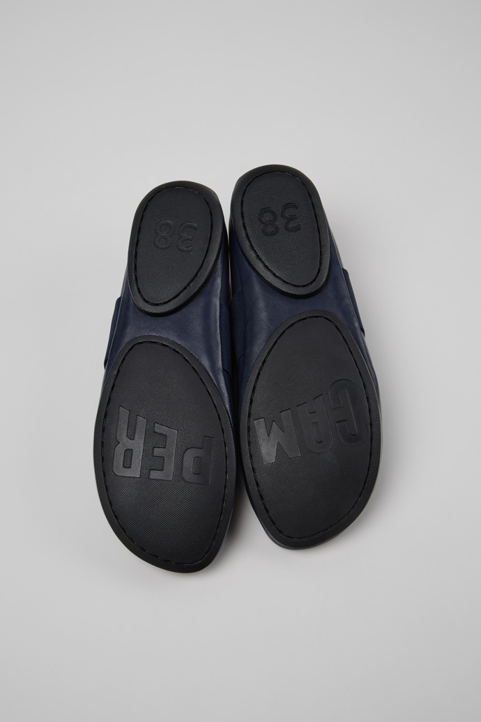The soles of Right Nina Blue Leather Ballerinas for Women.