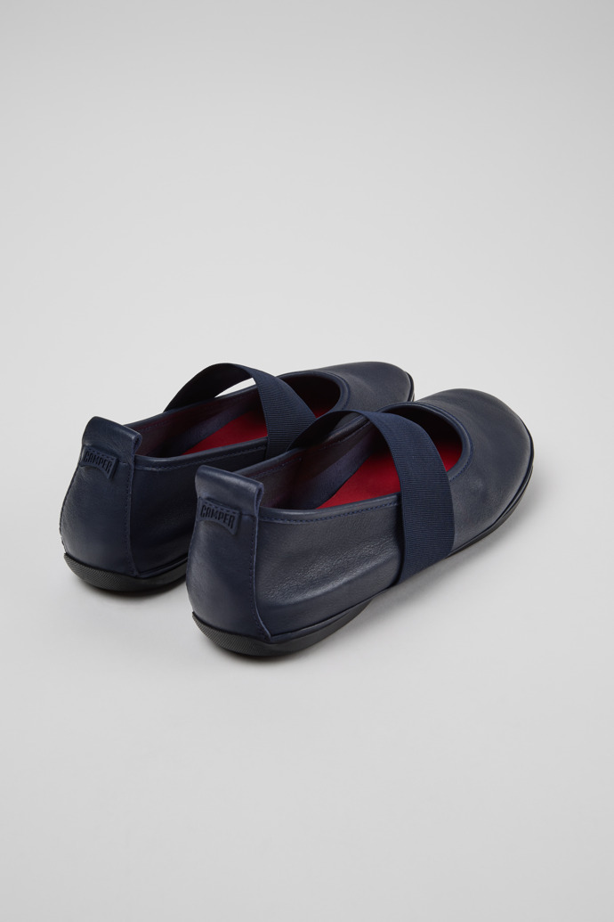 Back view of Right Nina Blue Leather Ballerinas for Women.