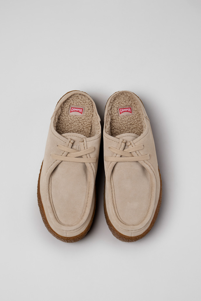 Overhead view of Peu Terreno Beige Suede Shoes for Women.