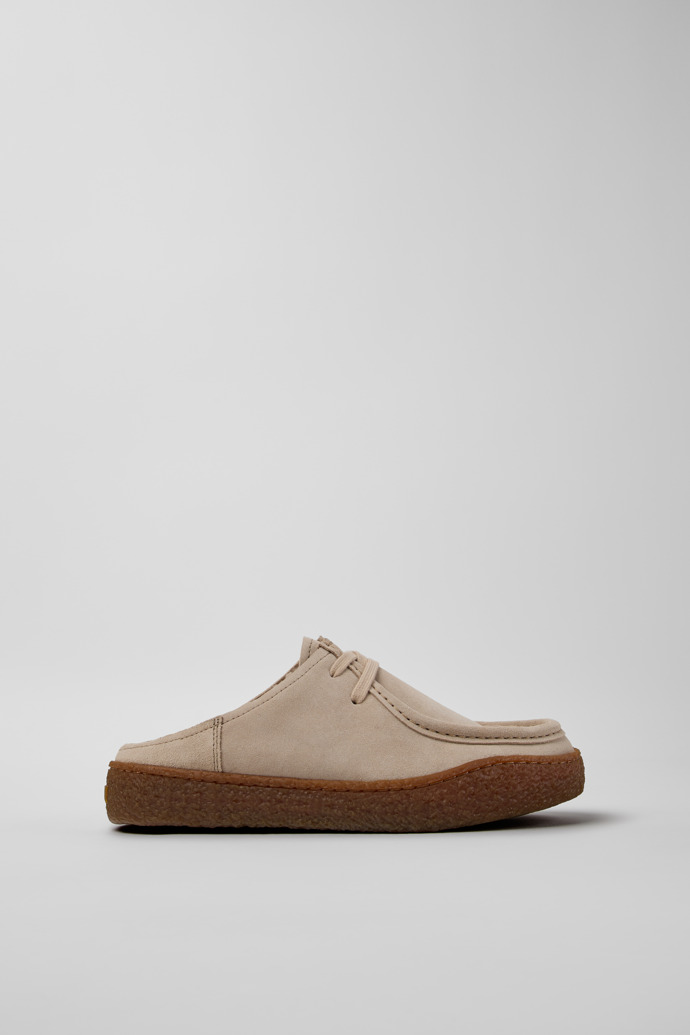 Side view of Peu Terreno Beige Suede Shoes for Women.