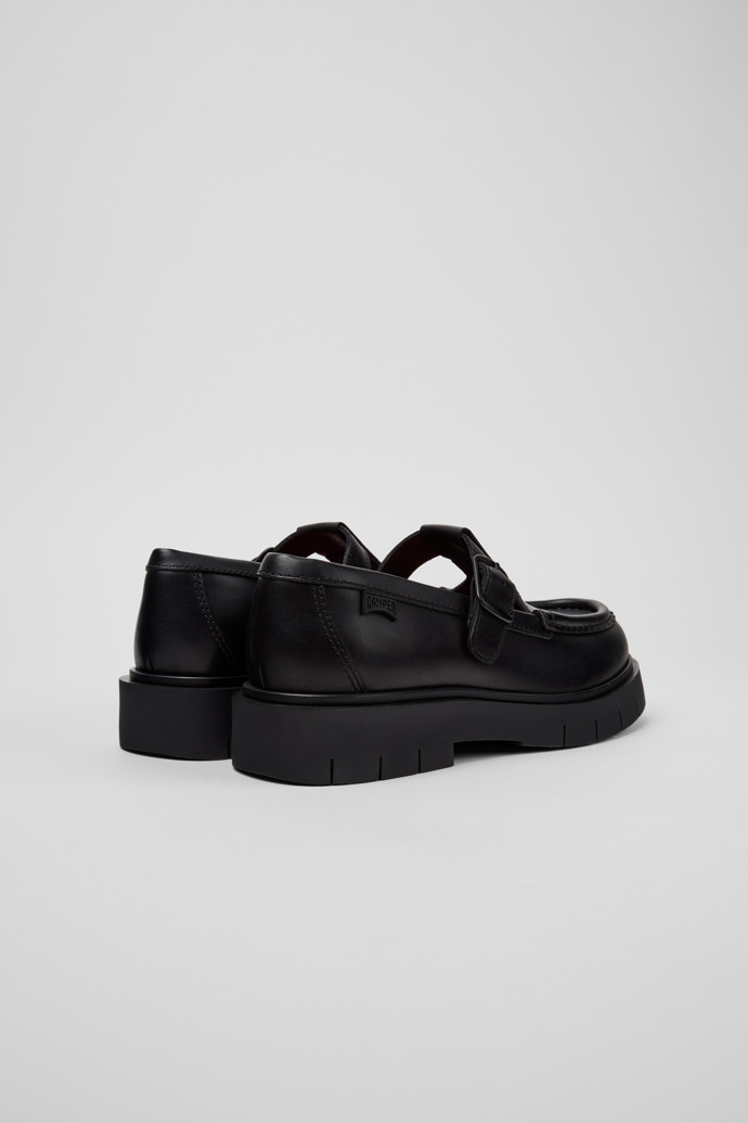 Back view of Alaro Black Leather Moccasins for Women.