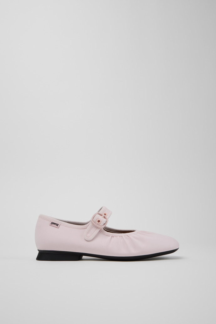 Side view of Casi Myra Pink Textile Ballerinas for Women.