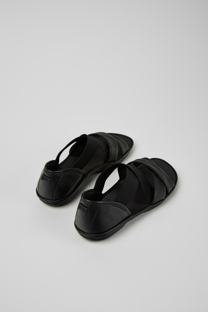 Right Schwarze Sandalen aus Leder und Textil Für Damen.
