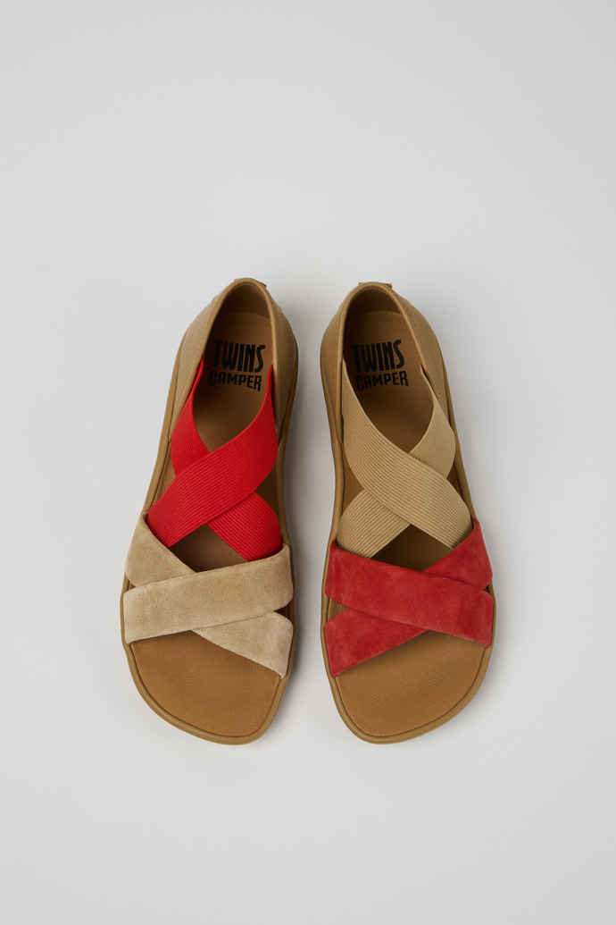 Twins Sandalias de textil y nobuk marrones para mujer.